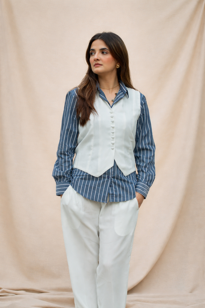 White Vest & Pants Set - Marasim